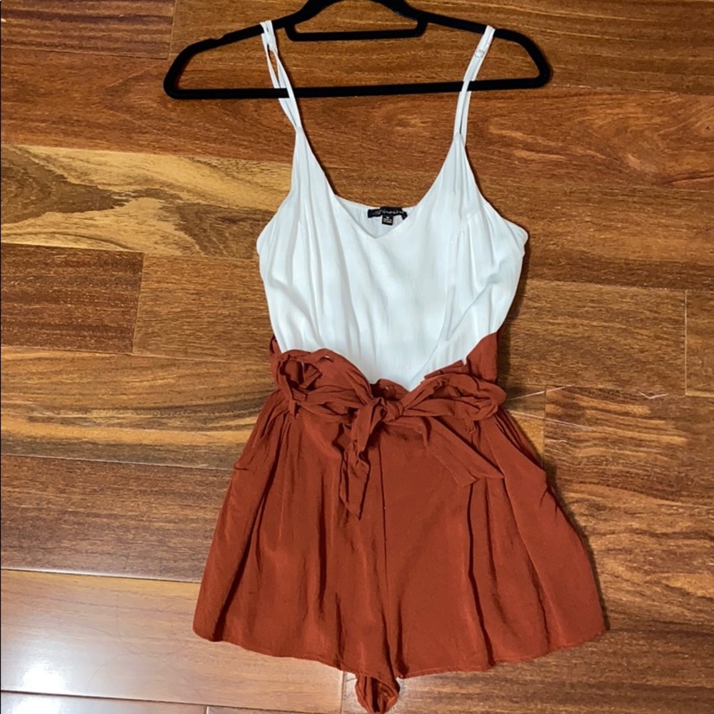 Romper with self tie belt